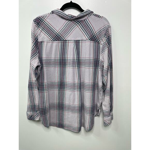 Sonoma Plaid Button-Up Shirt Long Sleeve Collared Light Purple Womens Size XL - Picture 7 of 10